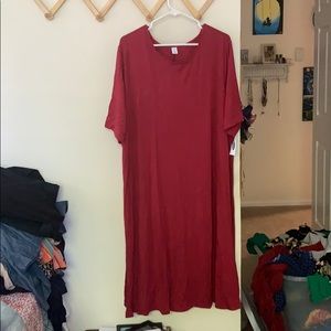 Red knee length midi dress